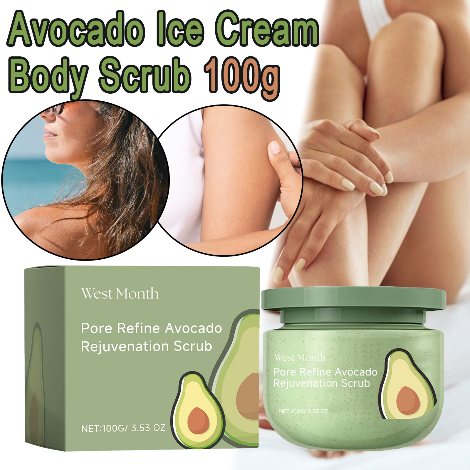 Avocado Ice Cream Body Scrub 1 - Luxury Skincare Gift Set recension och pris