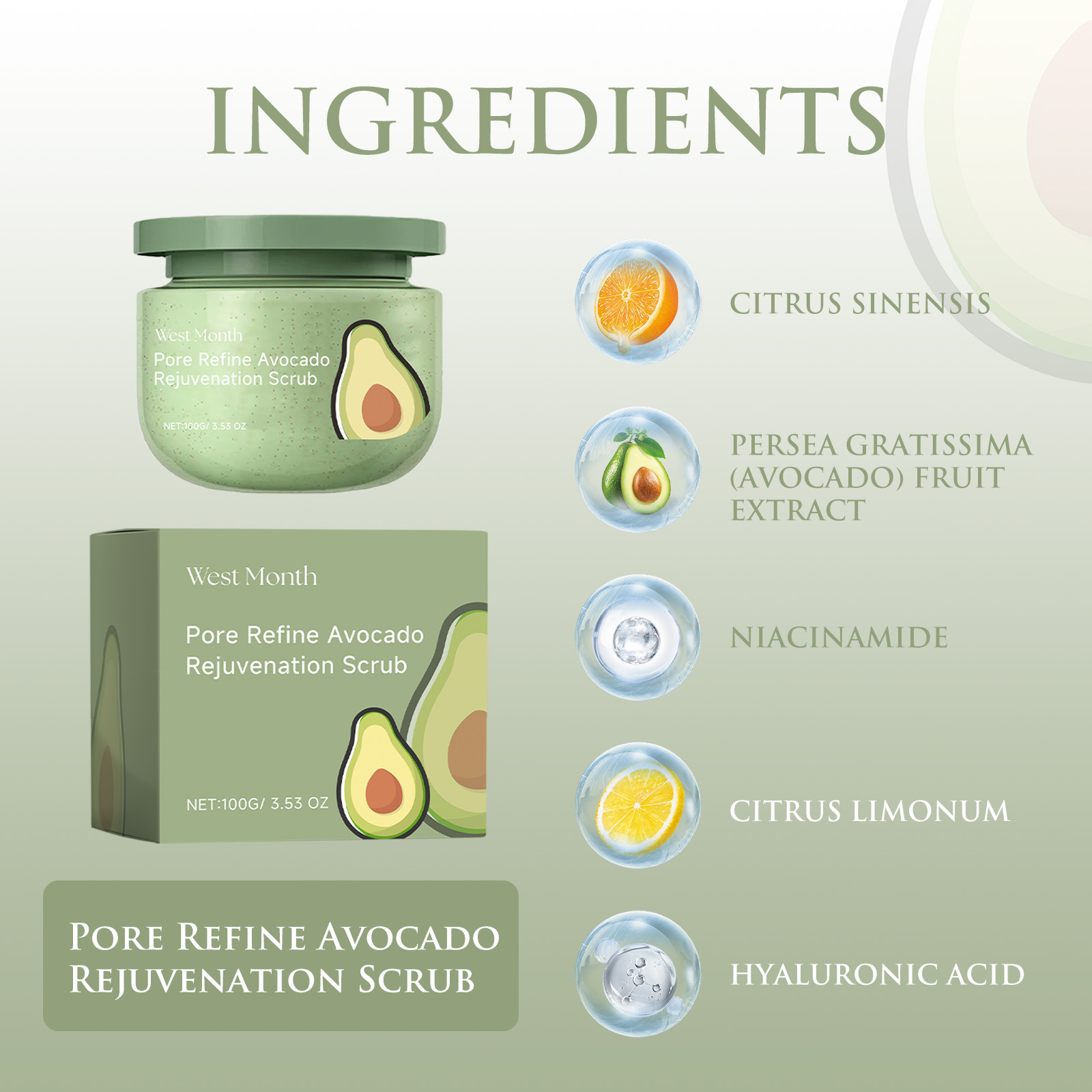 Avocado Ice Cream Body Scrub 1 - Luxury Skincare Gift Set recension och pris
