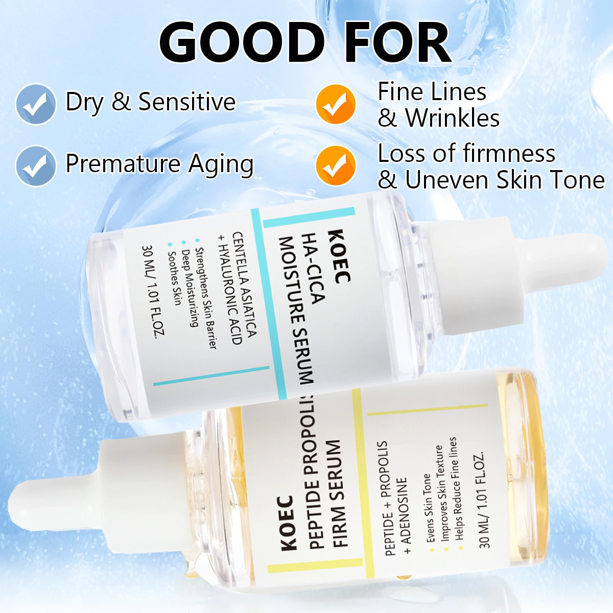 2PCS Hydration & Wrinkle Serum - Peptide Complex Serum recension och pris